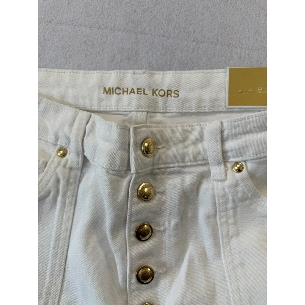Michael Kors Womens Button Fly Bootcut White Gold Jeans Size 16 Flare High Rise